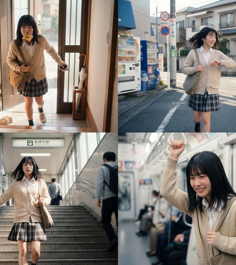 日系少女赶地铁