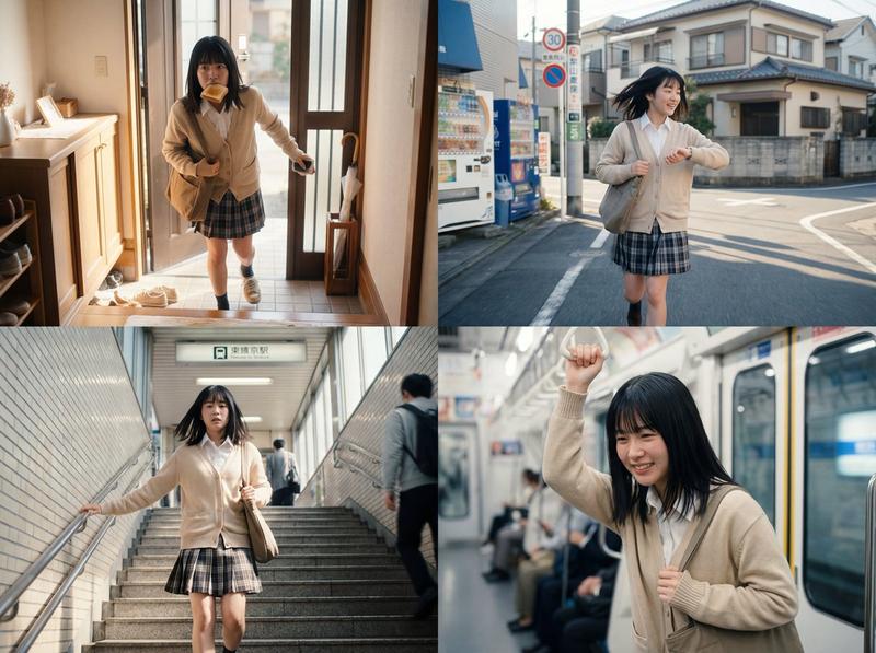 日系少女赶地铁