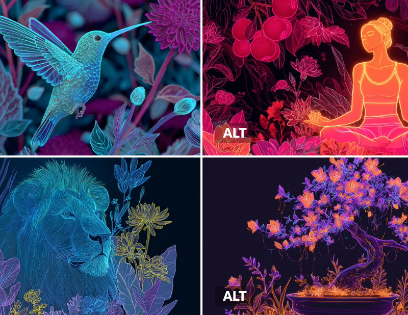 霓虹花卉和谐插图
