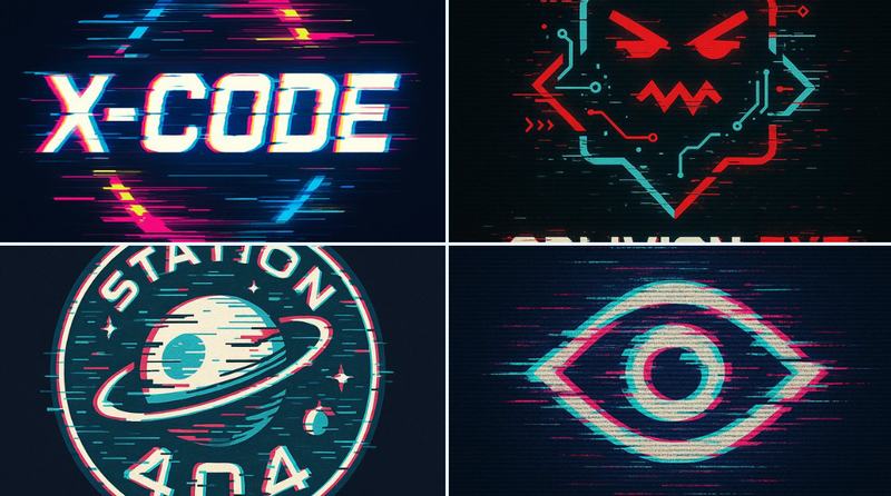 Glitch 矢量徽标样式