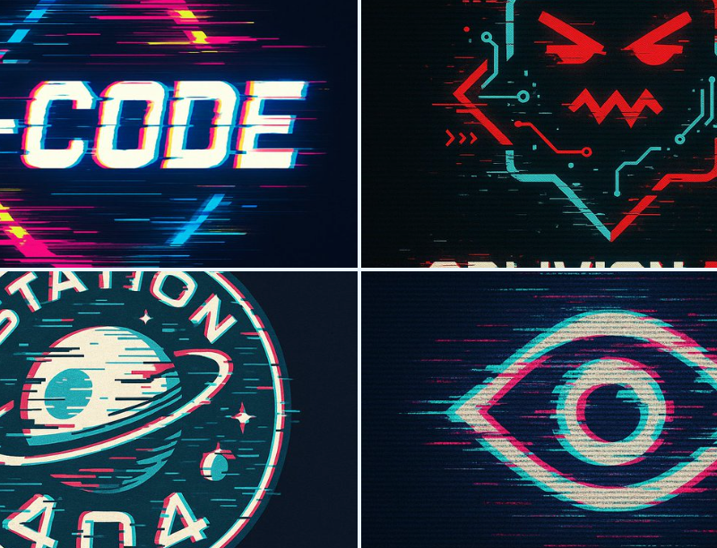 Glitch 矢量徽标样式