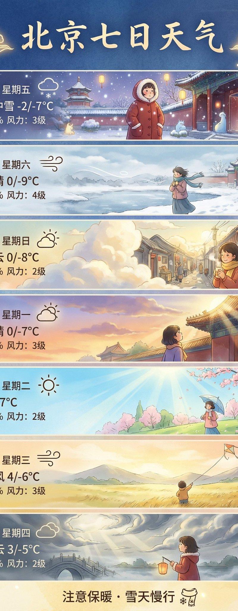 北京7日天气预报-海报