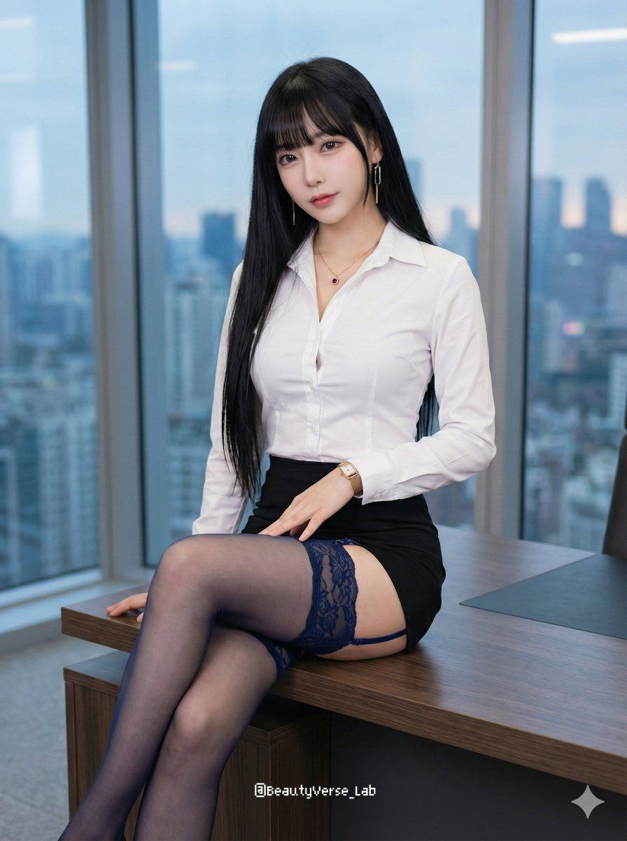纯欲天花板:深蓝蕾丝丝袜OL的职场诱惑