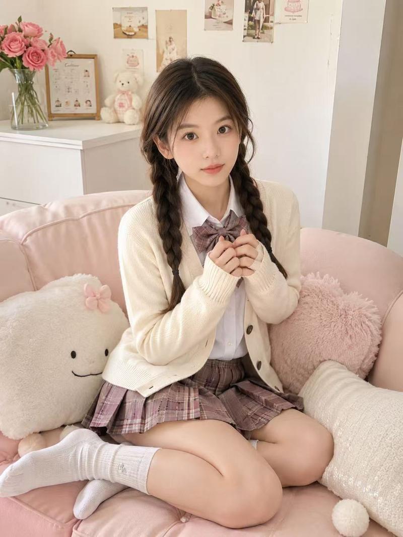 室内写真和风校园少女双马尾人像
