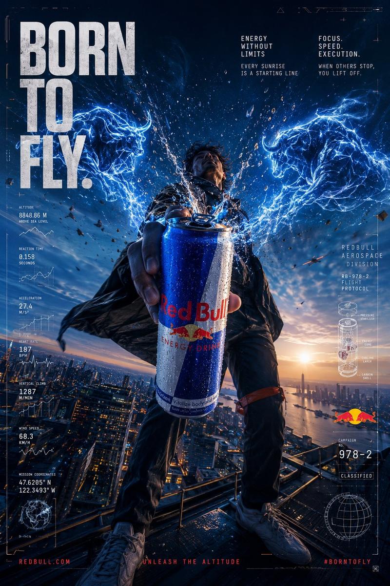 红牛释放高度全球高端广告大片