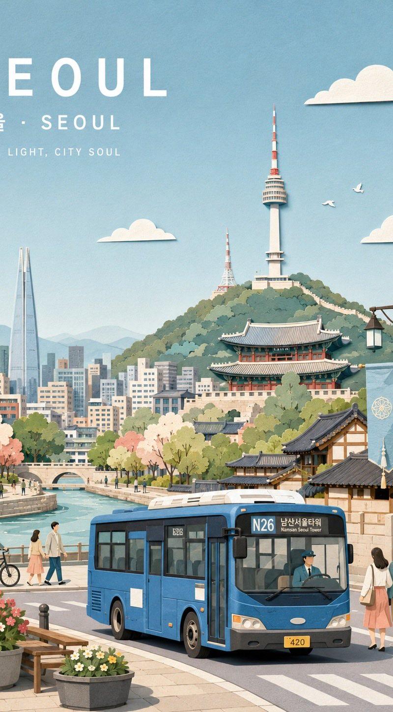 极简柔和色调城市纸艺插画海报