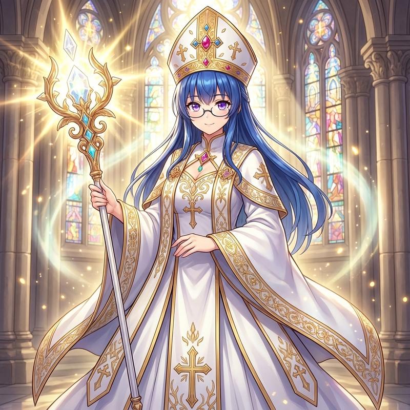 神圣治愈光辉,戴眼镜的圣女庄严降临
