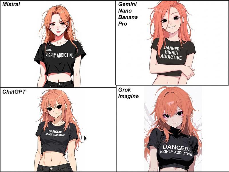 鲑鱼色长发全黑眼眸的得意时髦少女
