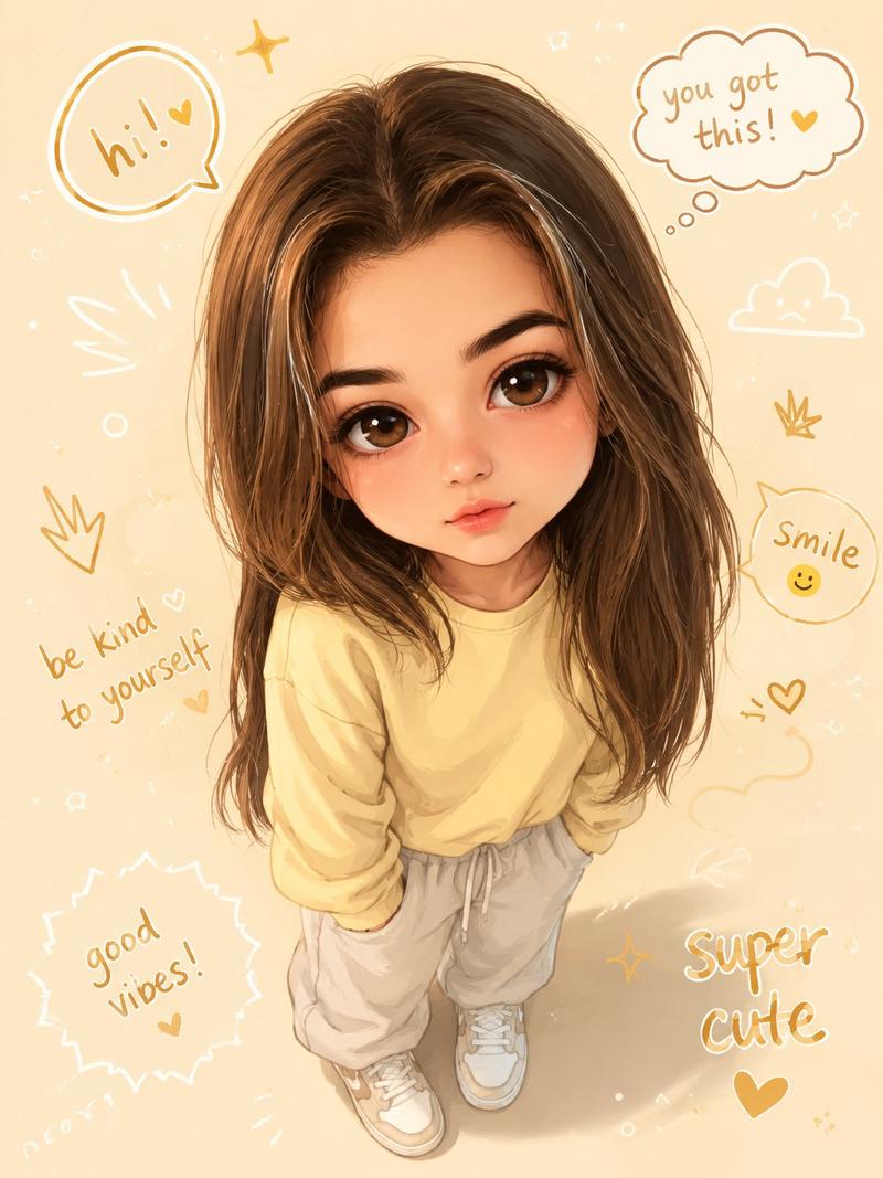半写实可爱Q版人物头像插画