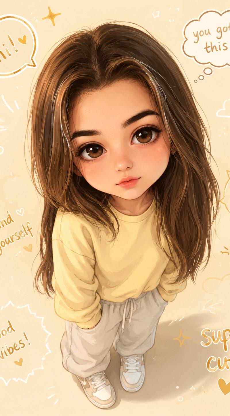 半写实可爱Q版人物头像插画