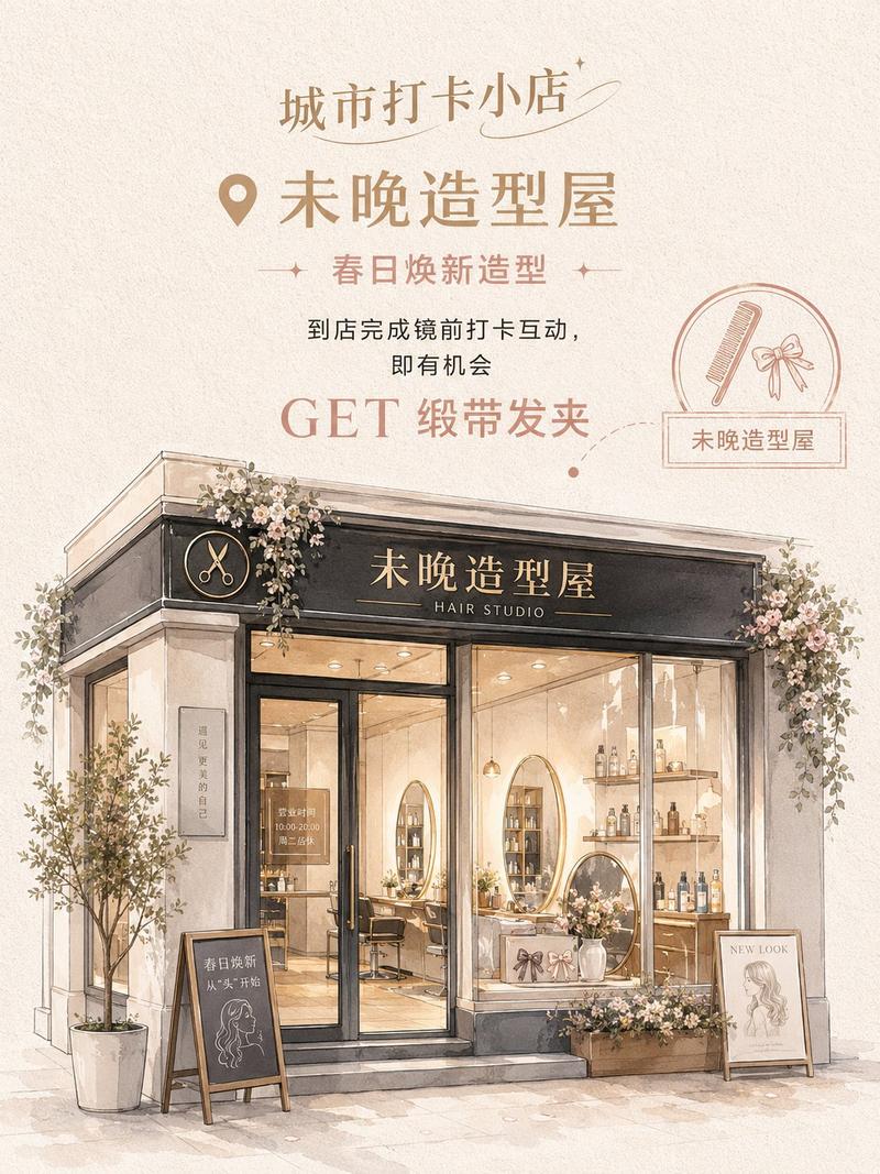 半写实手绘门店打卡海报生成