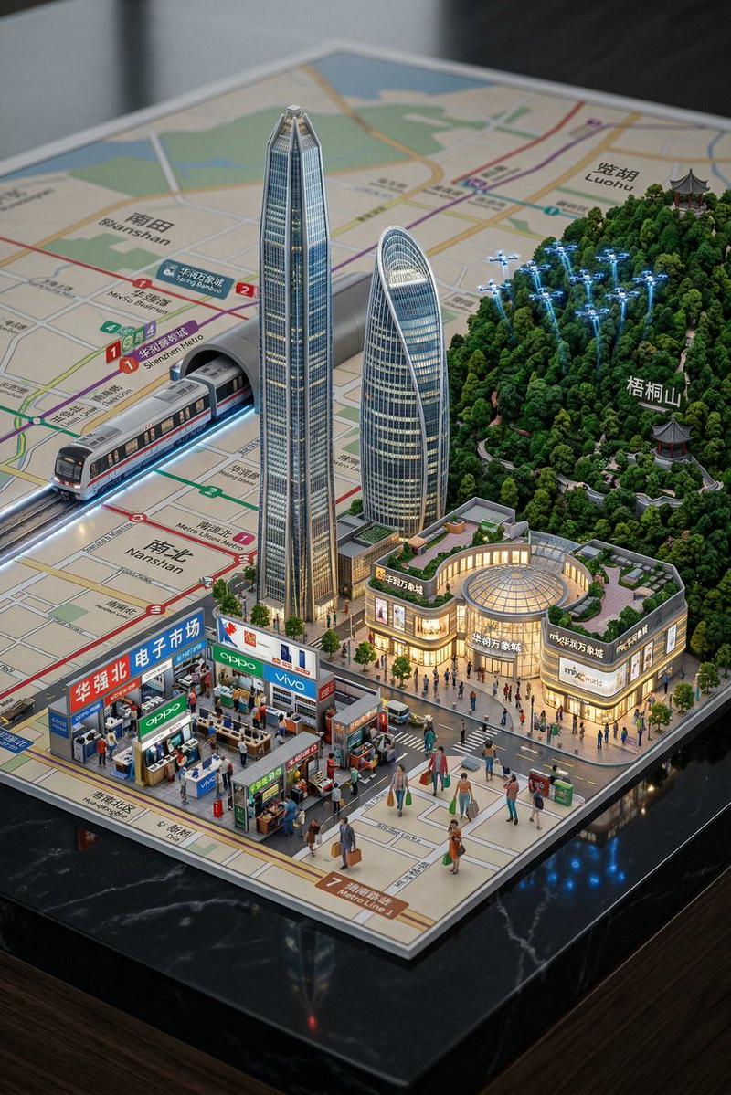 从地图拔地而起的深圳3D微缩城市景观