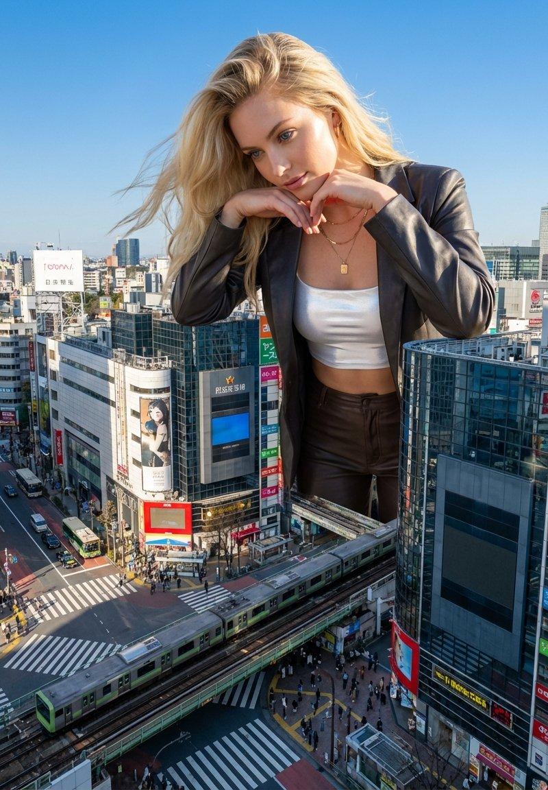 涩谷之巅：金发巨女慵懒俯视众生