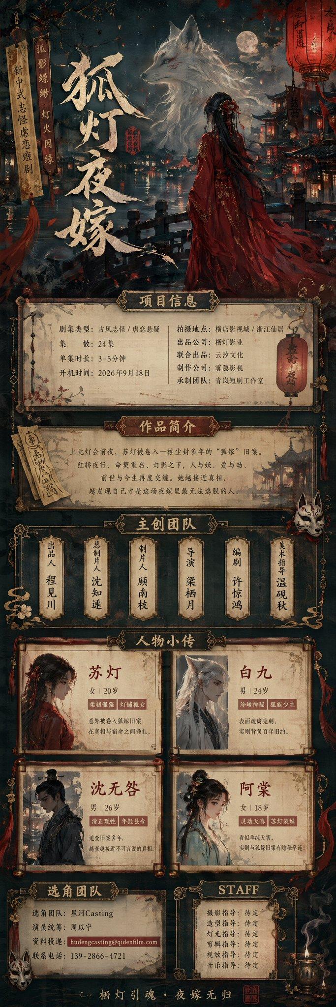短剧网剧选角组讯长图视觉模板