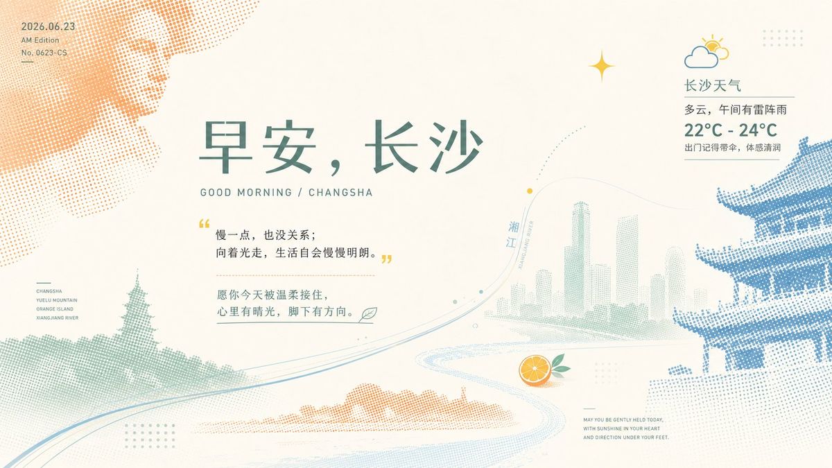 新加坡元素清透治愈早安问候设计
