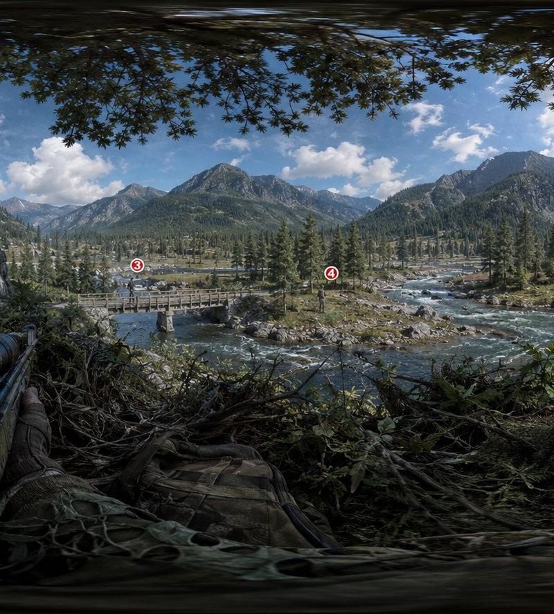 丛林潜伏狙击手视角山河全景图