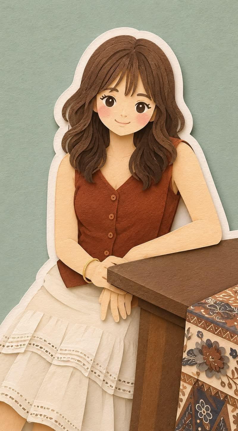 柔和手工剪纸多层立体插画风格