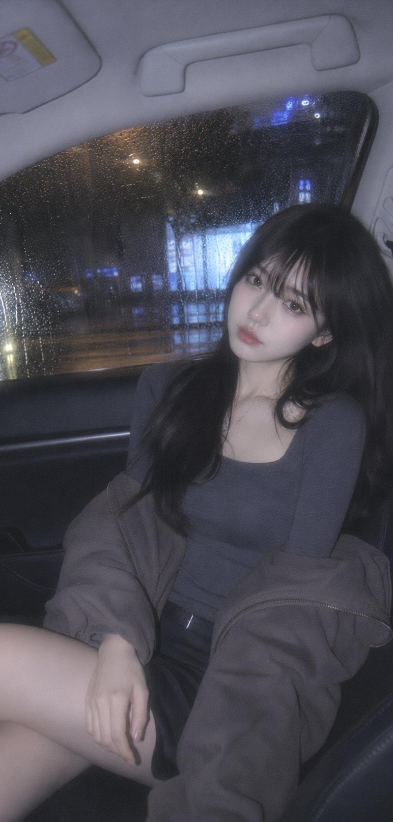 雨夜车内柔光CCD情绪感写真