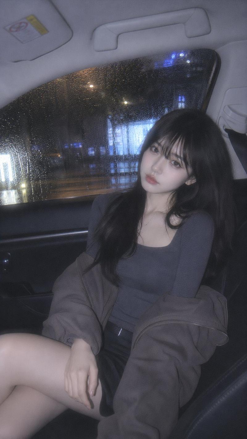 雨夜车内柔光CCD情绪感写真