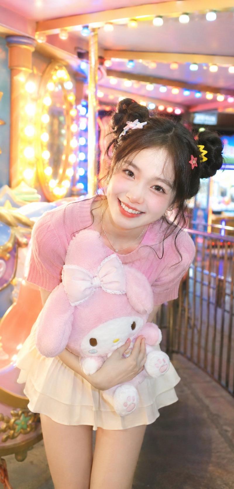 柔光CCD风多巴胺元气双丸子头少女