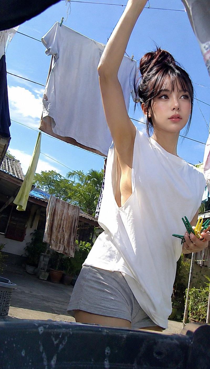 索爱手机直出怀旧风晾衣少女