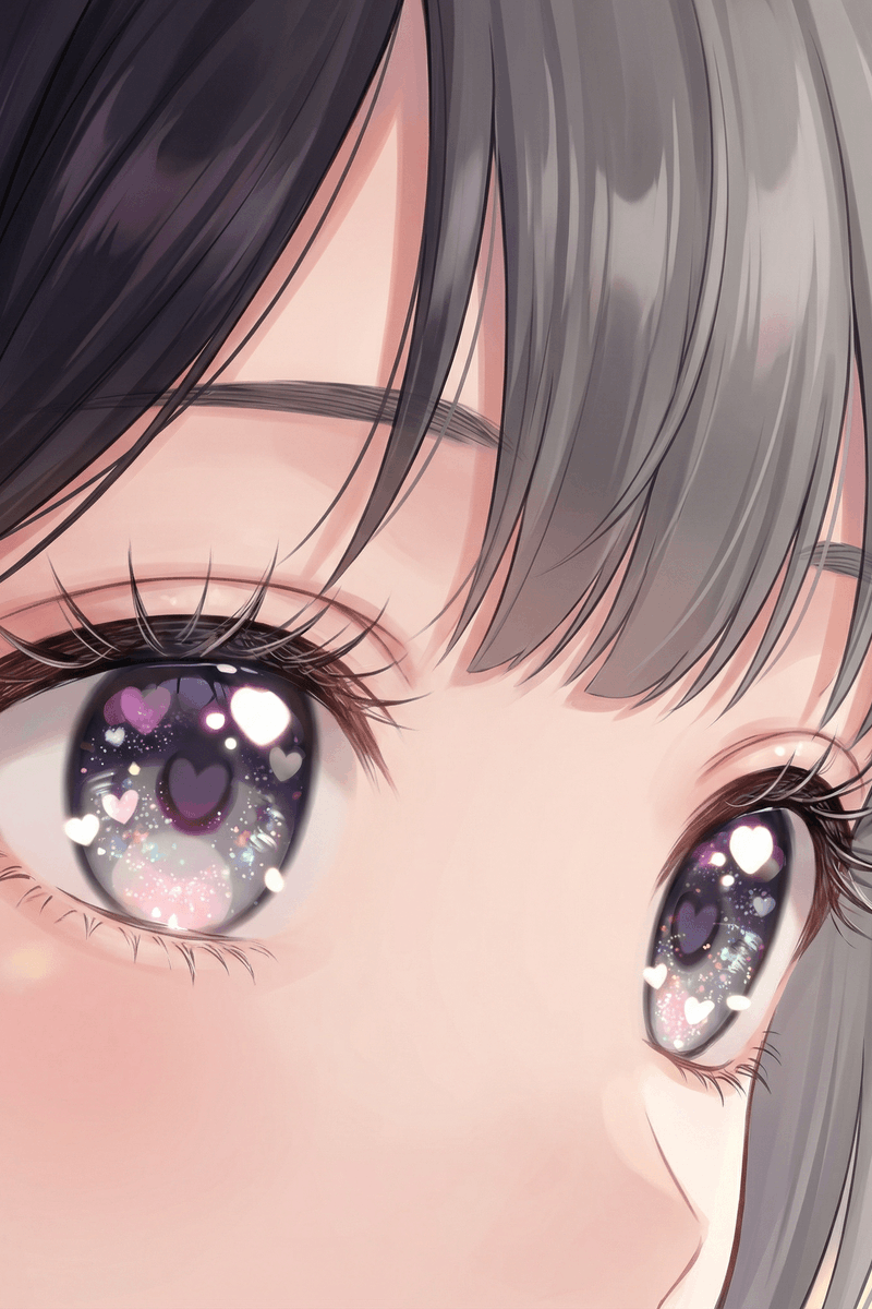 璀璨星眸心形高光萌系少女极致特写