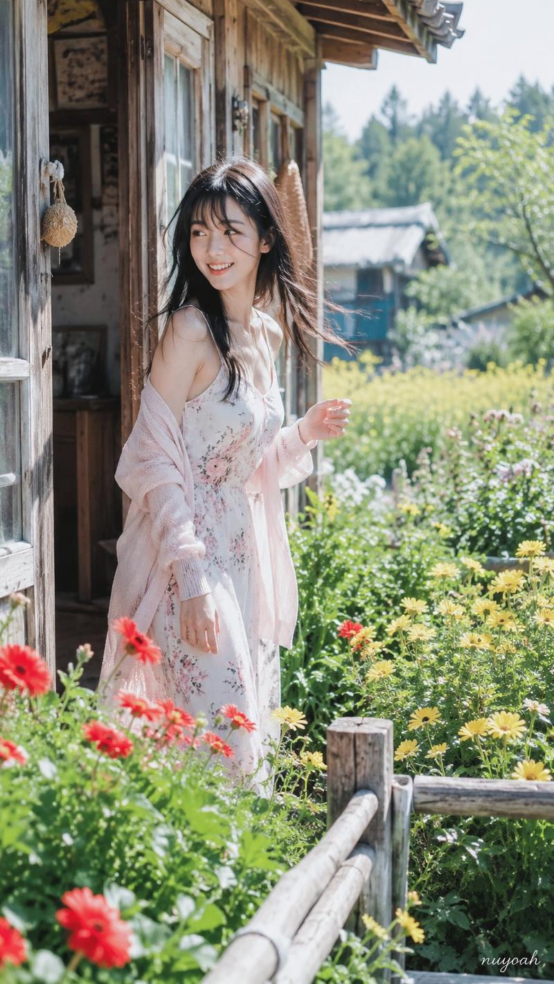 春日田园少女长焦摄影真实梦幻感