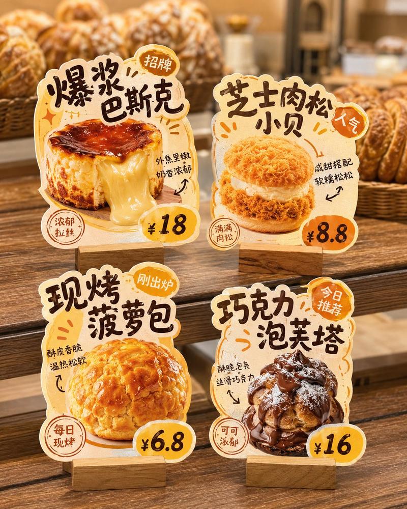 门店异形桌牌白底排版展示图