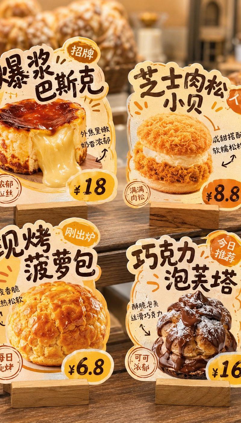 门店异形桌牌白底排版展示图