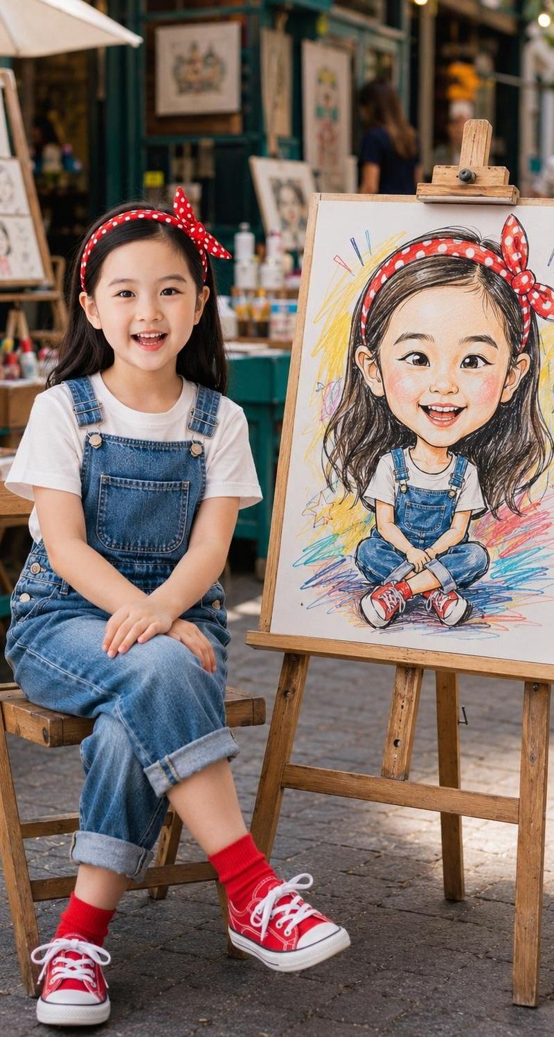 街头艺术风人物肖像与趣味夸张漫画