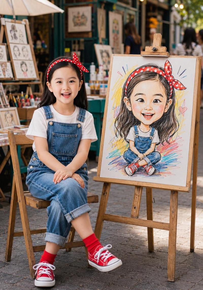 街头艺术风人物肖像与趣味夸张漫画