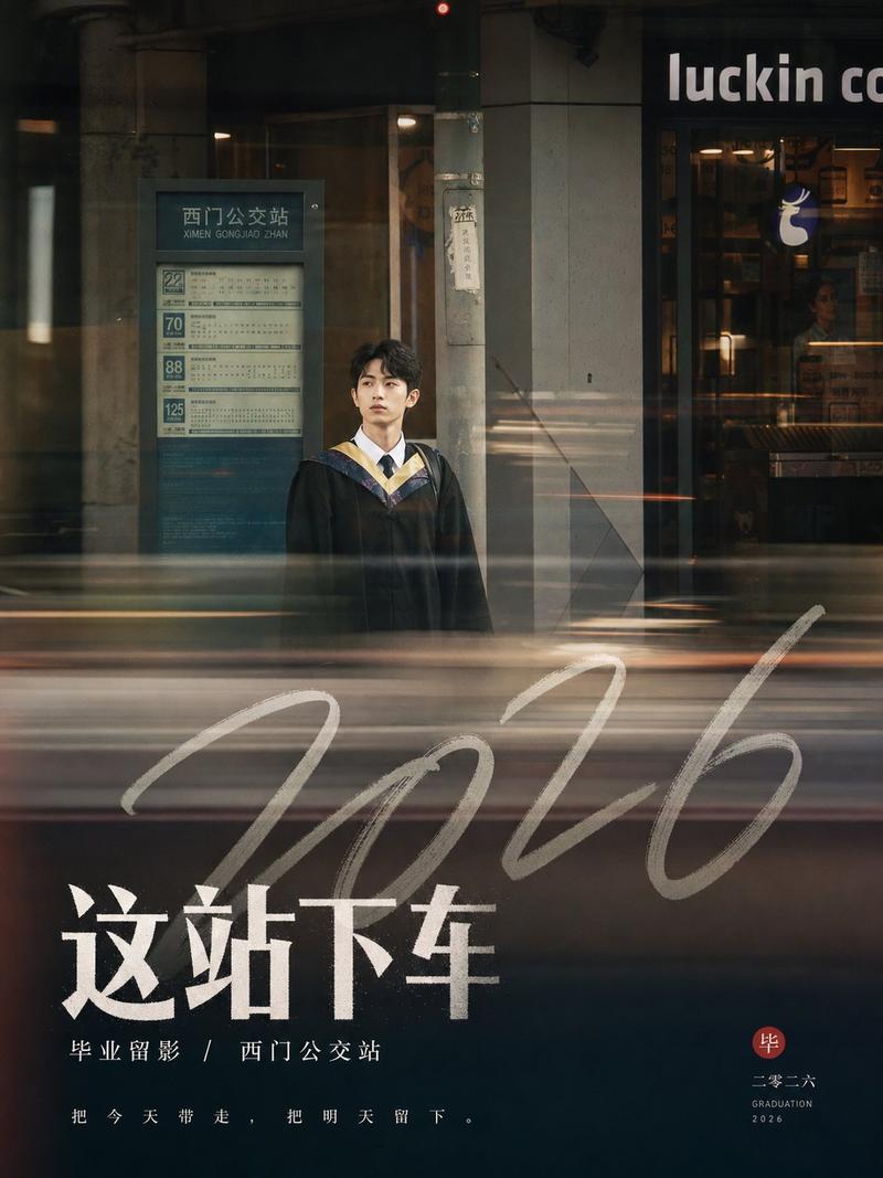 街头纪实电影感毕业季留影海报
