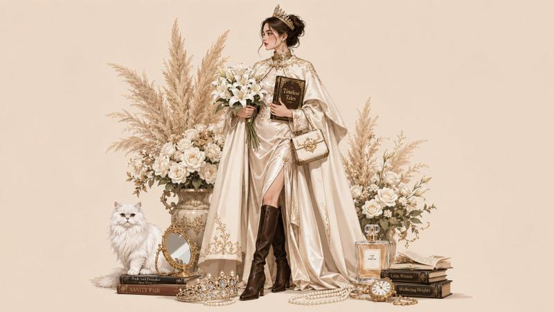 高端时尚女性生活方式艺术插画