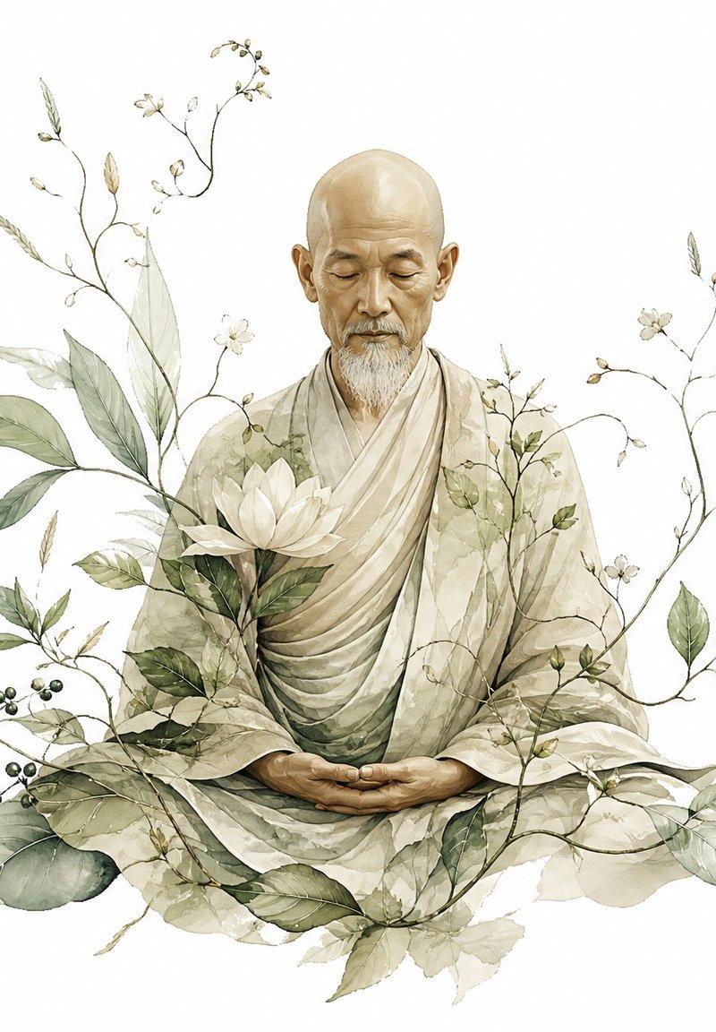 主体与植物融合极简艺术