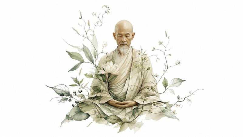 主体与植物融合极简艺术