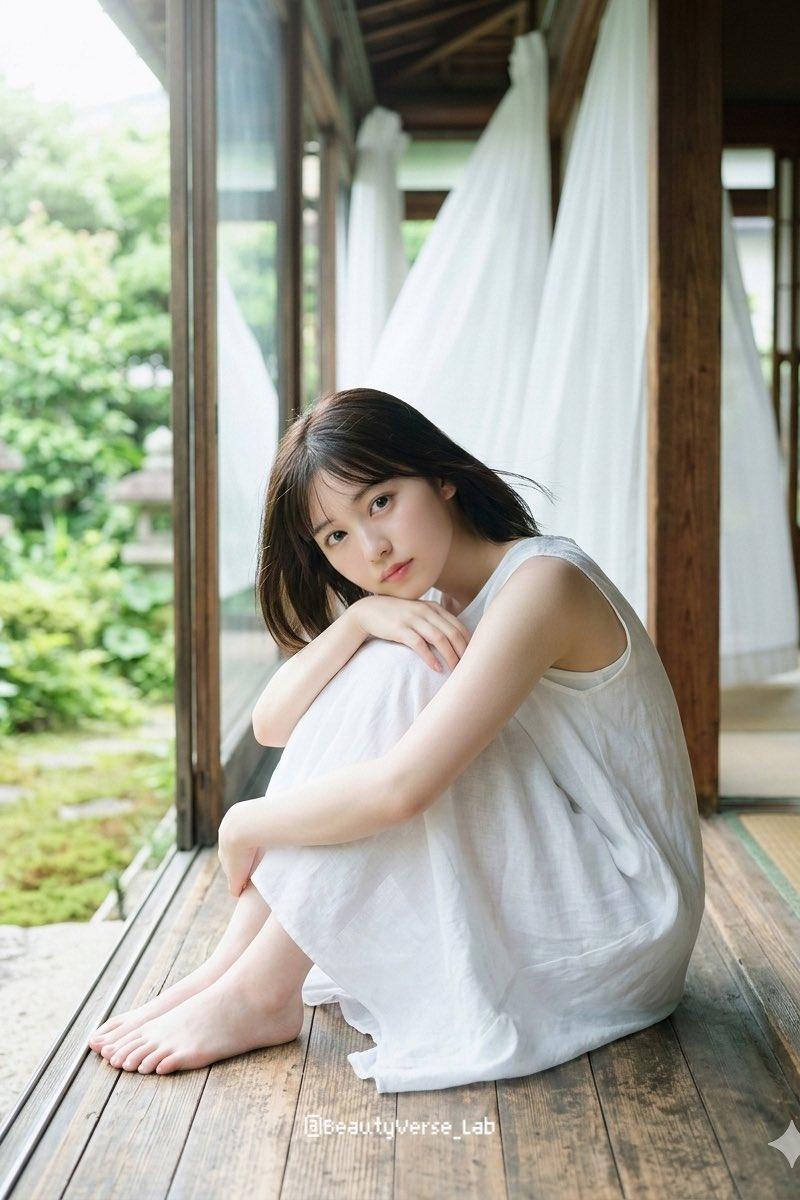 夏日缘侧的纯白空灵少女