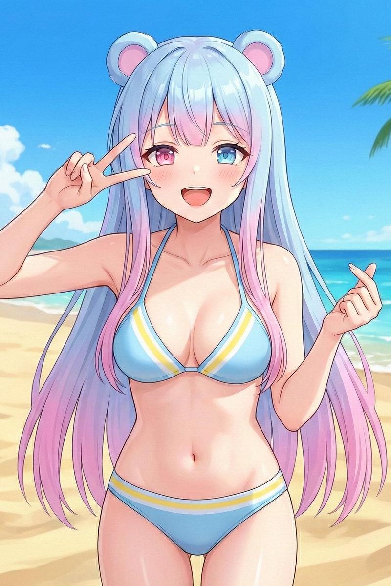 阳光沙滩上的比基尼少女