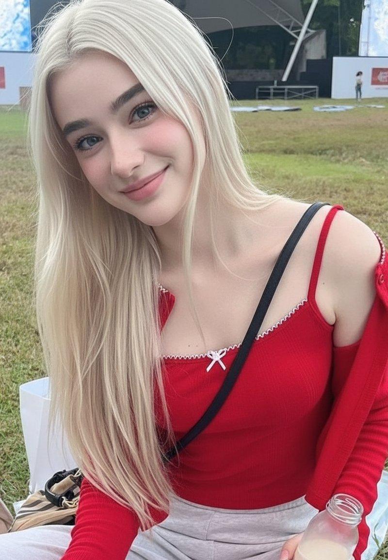 金色阳光下的梦幻金发美少女,夏日公园的极致写实人像