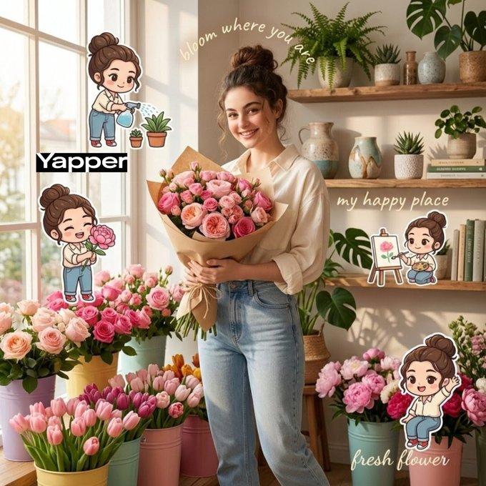 阳光花店与Q版少女的温馨写真