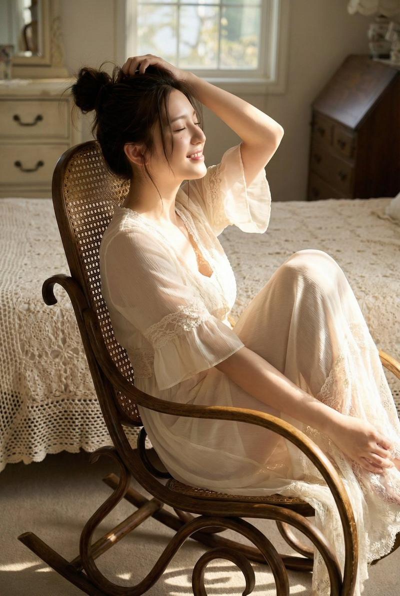 午后阳光下的复古蕾丝梦幻少女
