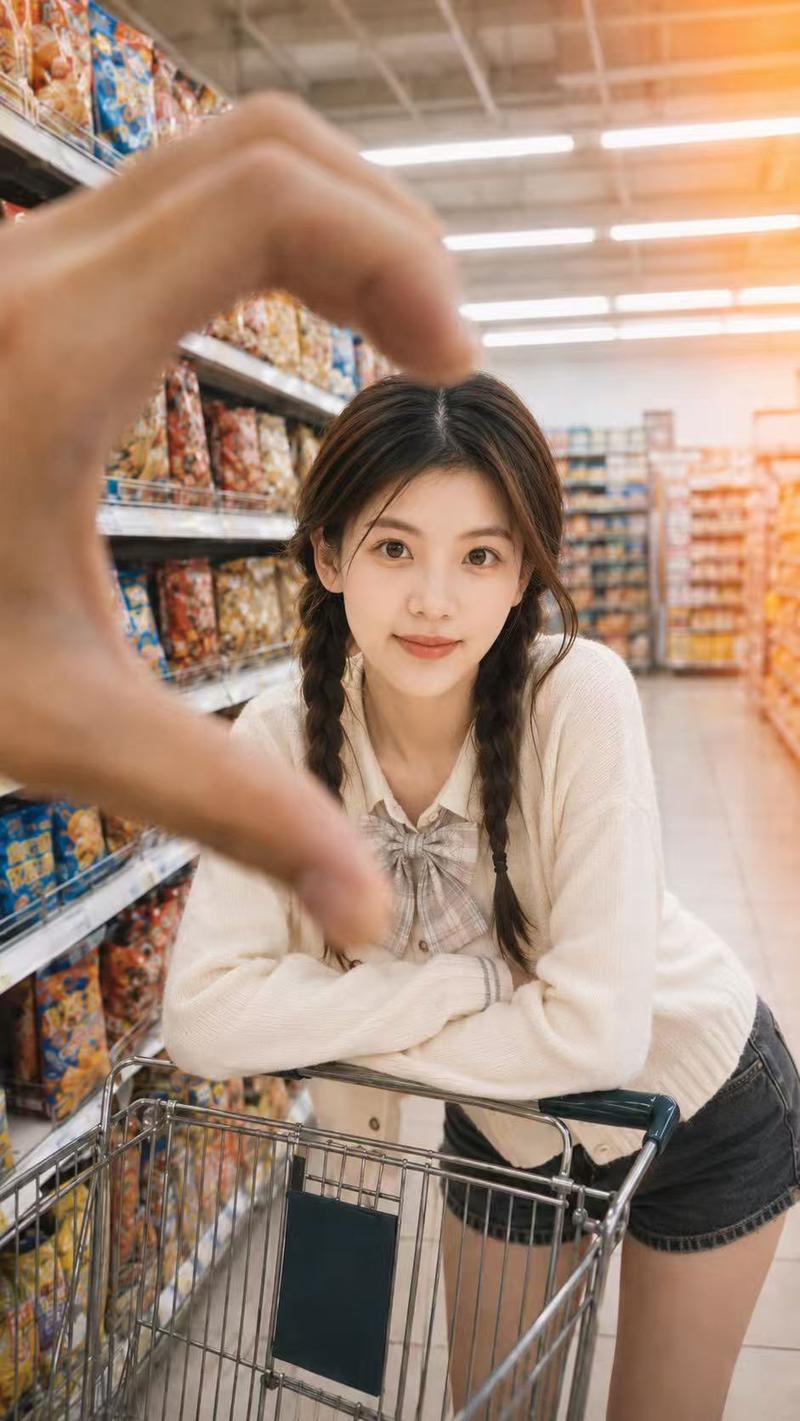 超市爱心框景治愈系少女日常