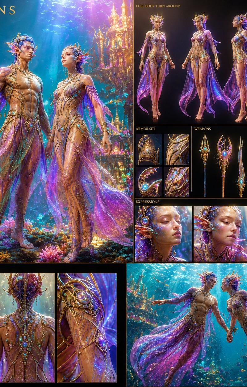超现实失落海洋文明水下角色展示板
