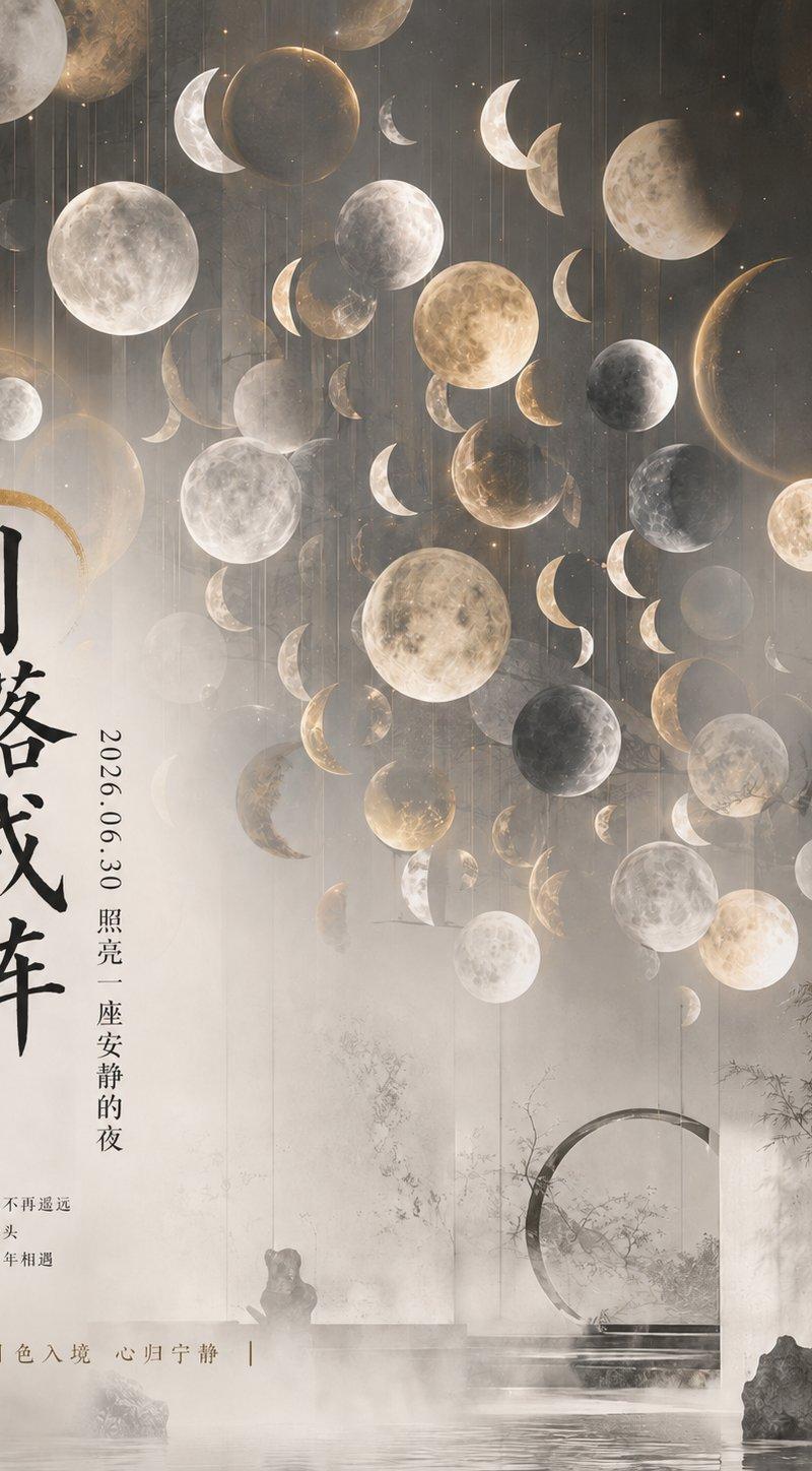 悬浮圆片装置艺术中文海报设计