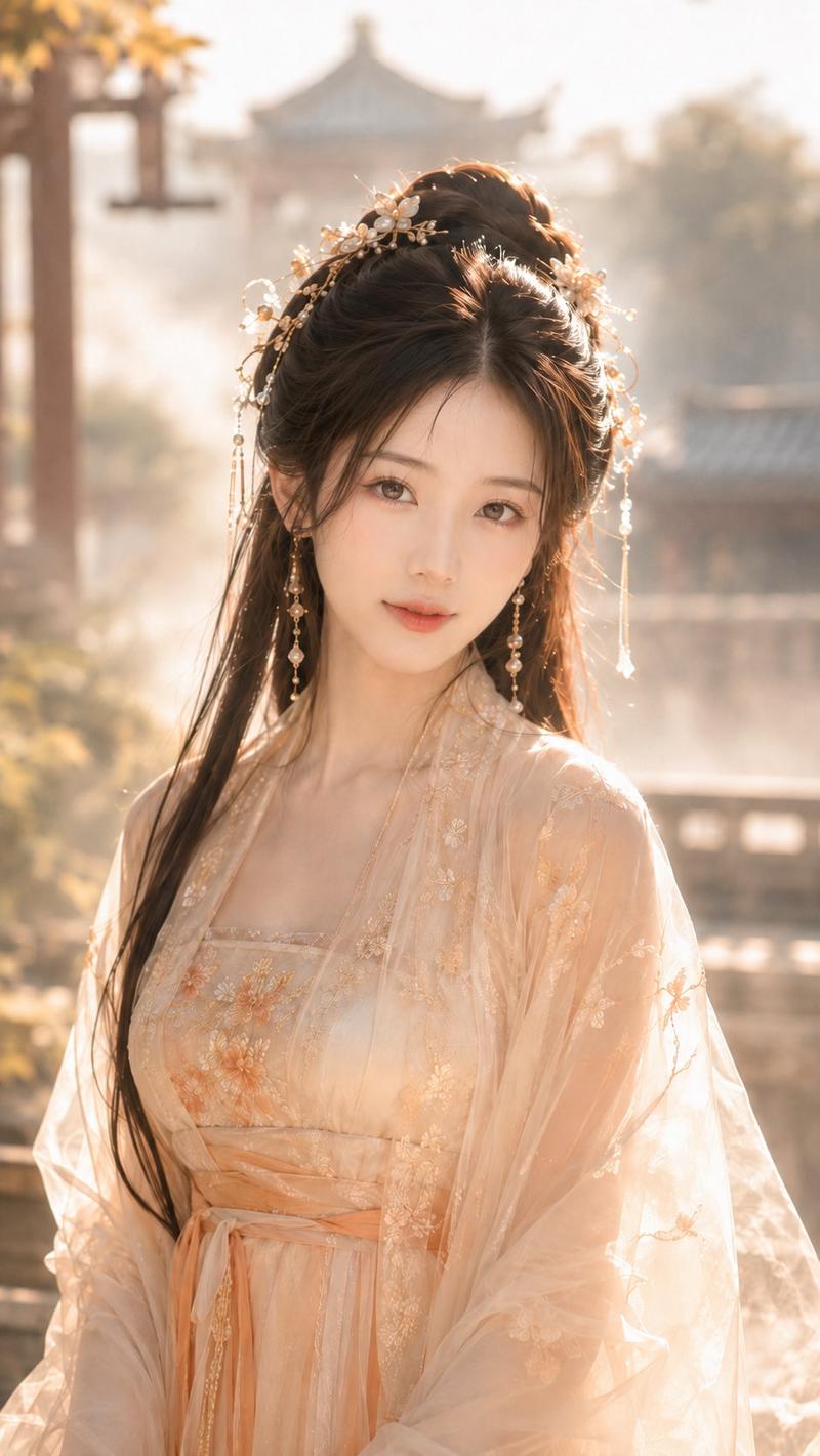 唐风幻想晨雾庭院古风仙侠美人图
