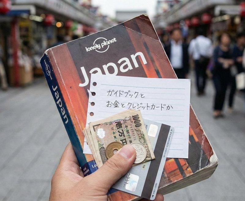 旅行必备三件套导游书金钱与信用卡