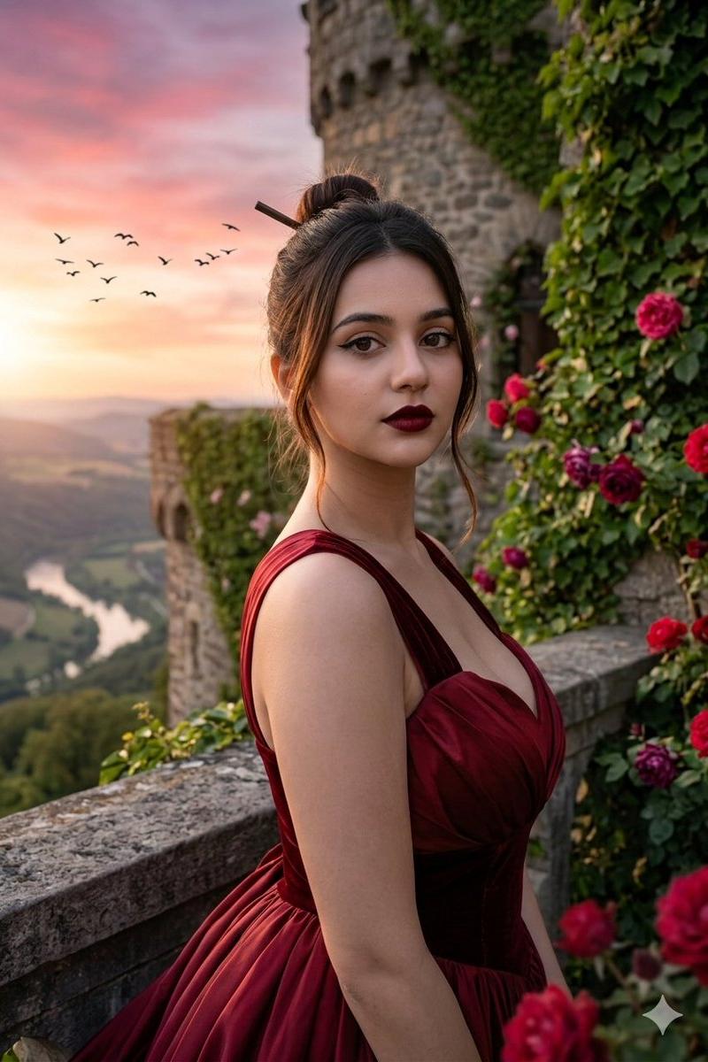 暮色玫瑰古堡电影感人像
