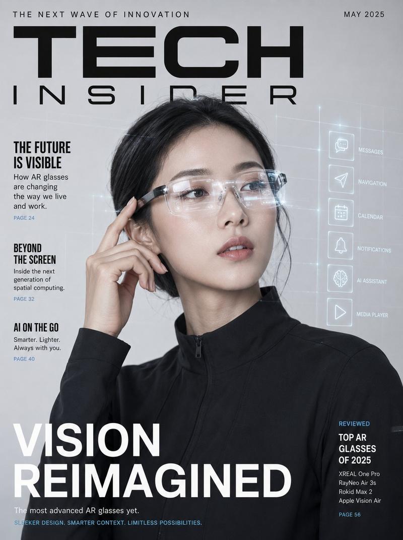 极简科技AR眼镜韩国模特杂志封面