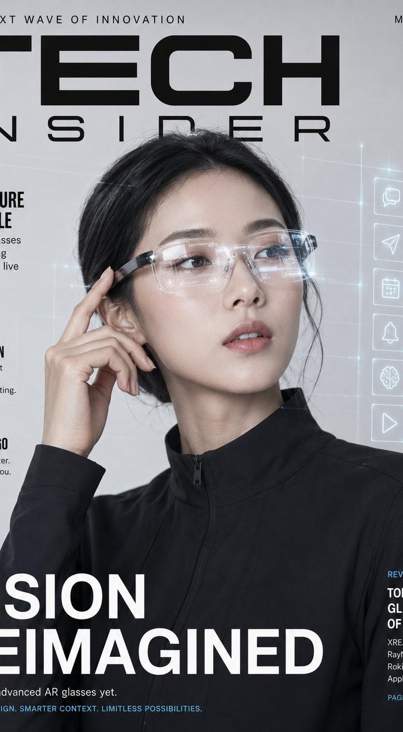 极简科技AR眼镜韩国模特杂志封面