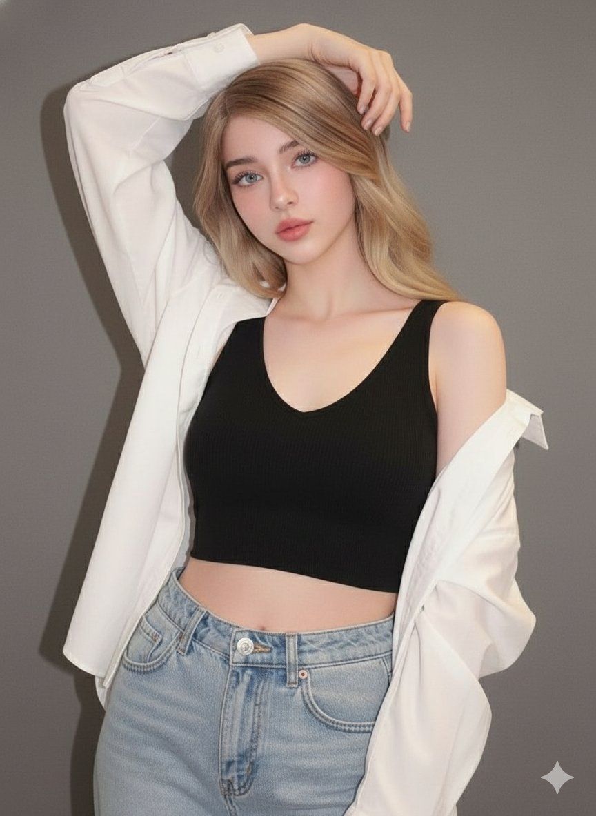 极致光影下的金发蓝眼少女超写实人像