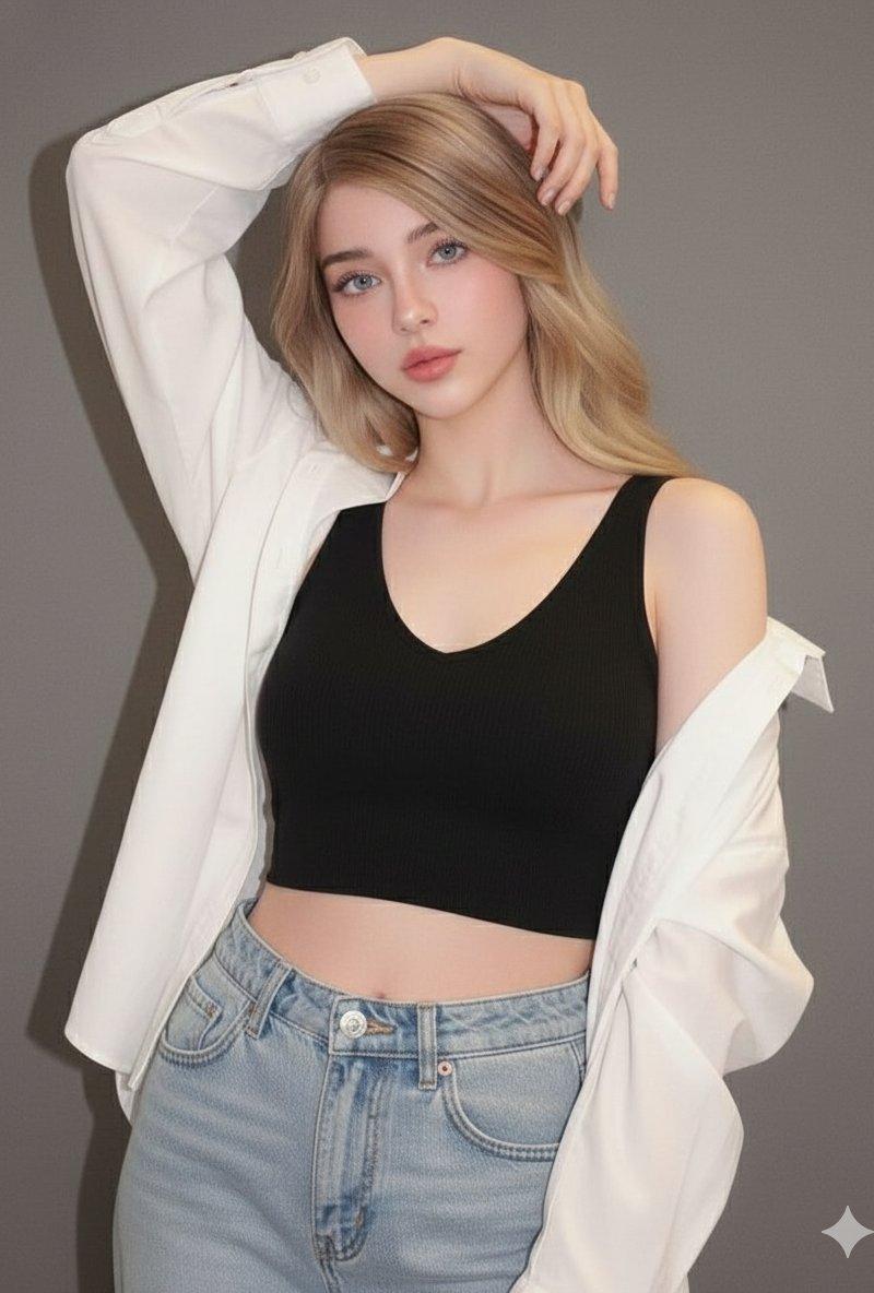 极致光影下的金发蓝眼少女超写实人像
